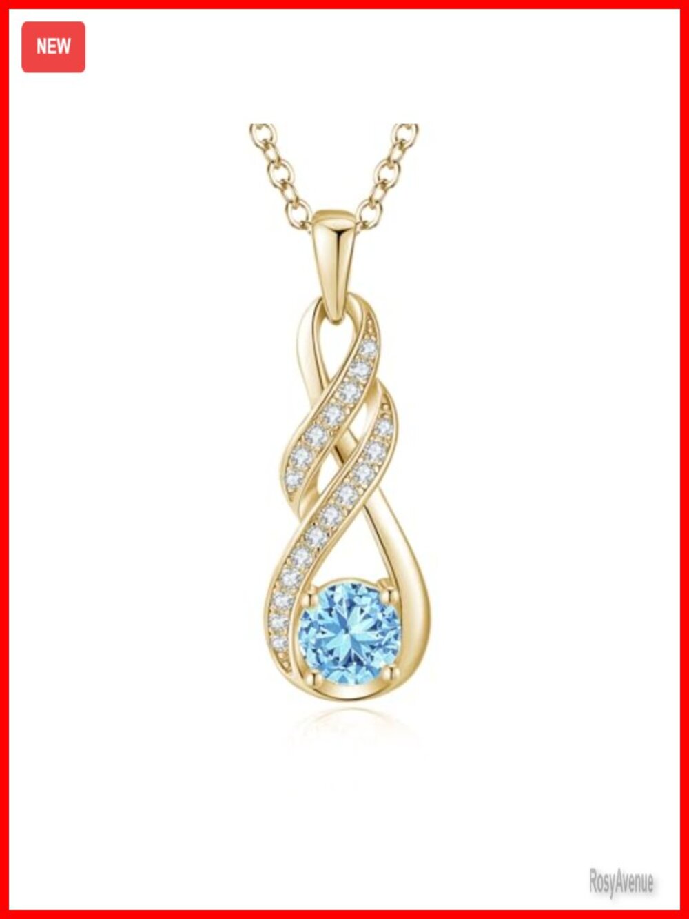 925 Sterling Silver Infinity Birthstone Pendant Necklace 16+2 in March